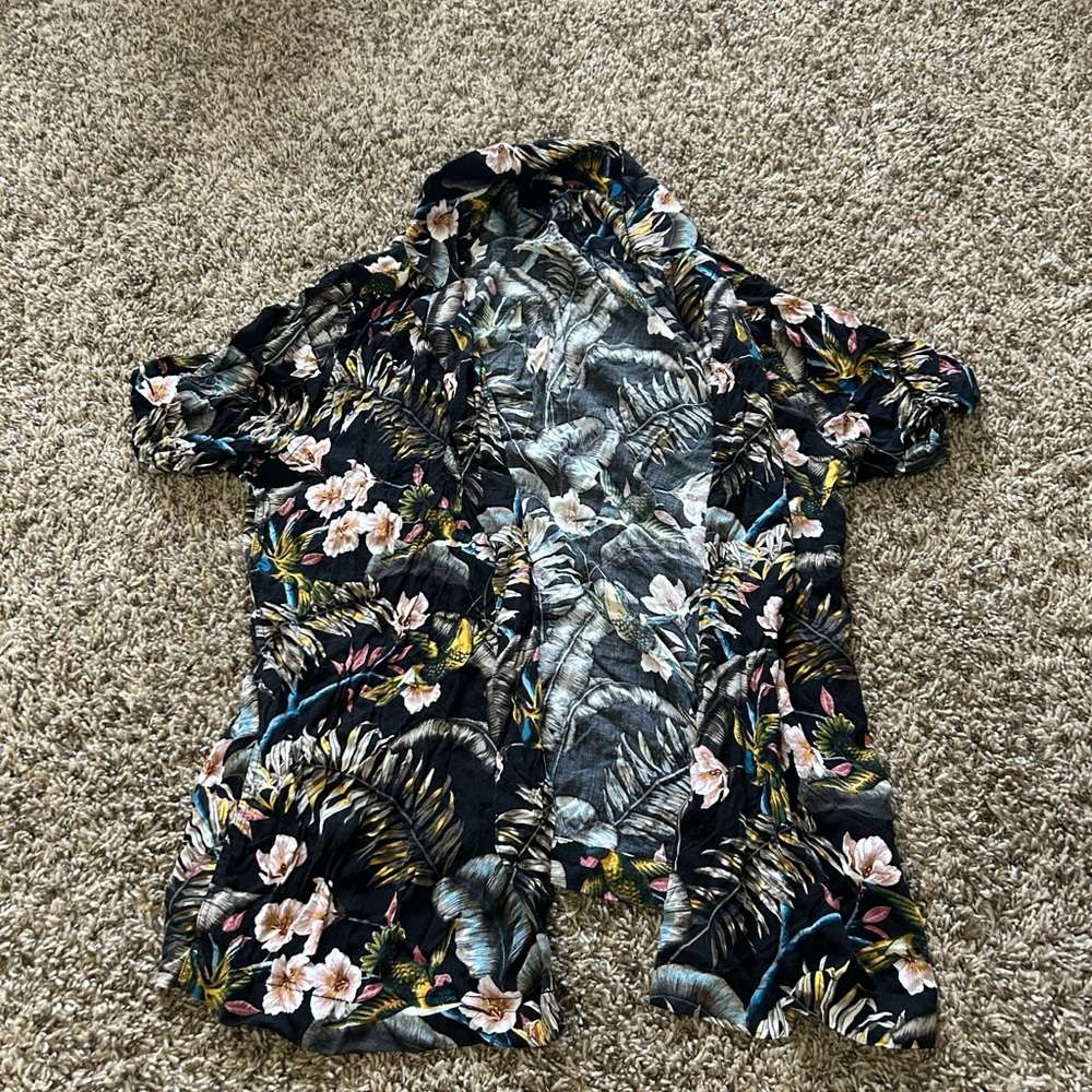 H&M Black Casual Button Down Shirt with Artistic Design